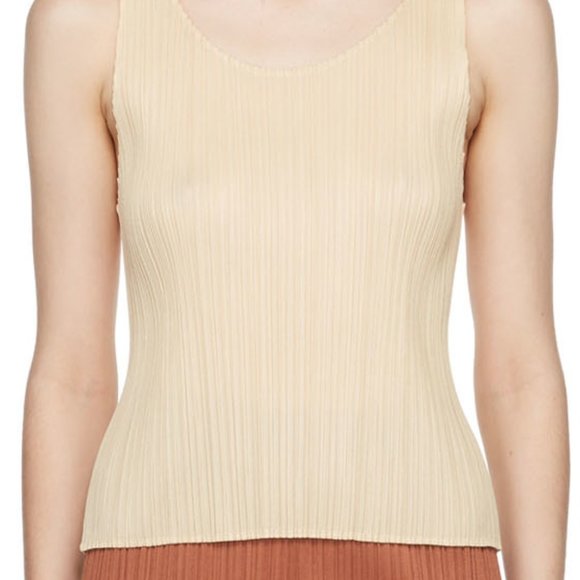 Issy Miyake Pleats Please Vintage Tank Top  - Tan/Caramel - Picture 5 of 5